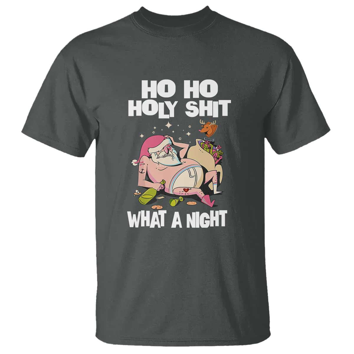 Funny Drunk Santa T Shirt Ho Ho Holy Shirt What A Night - Wonder Print Shop