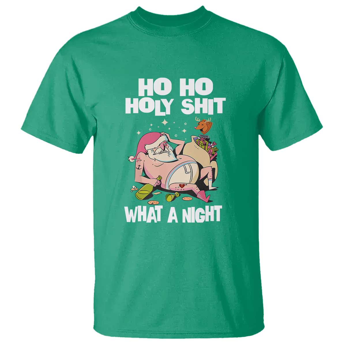 Funny Drunk Santa T Shirt Ho Ho Holy Shirt What A Night - Wonder Print Shop
