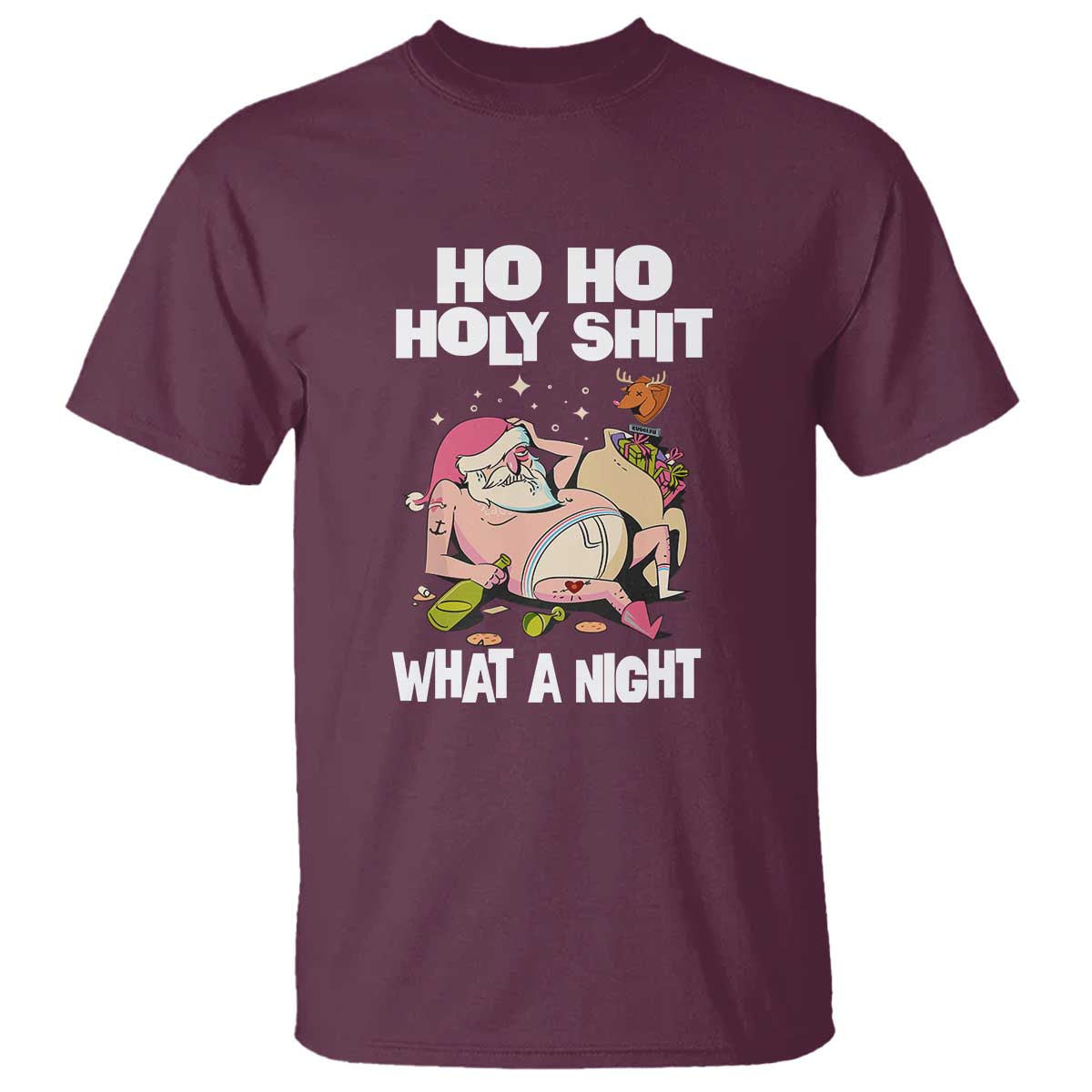Funny Drunk Santa T Shirt Ho Ho Holy Shirt What A Night - Wonder Print Shop