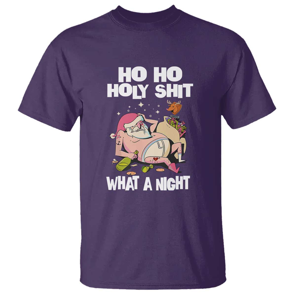 Funny Drunk Santa T Shirt Ho Ho Holy Shirt What A Night - Wonder Print Shop
