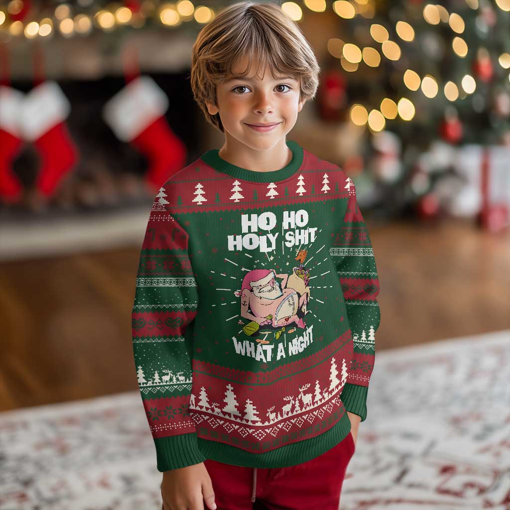 Funny Drunk Santa Ugly Christmas Sweater Ho Ho Holy Shirt What A Night - Wonder Print Shop
