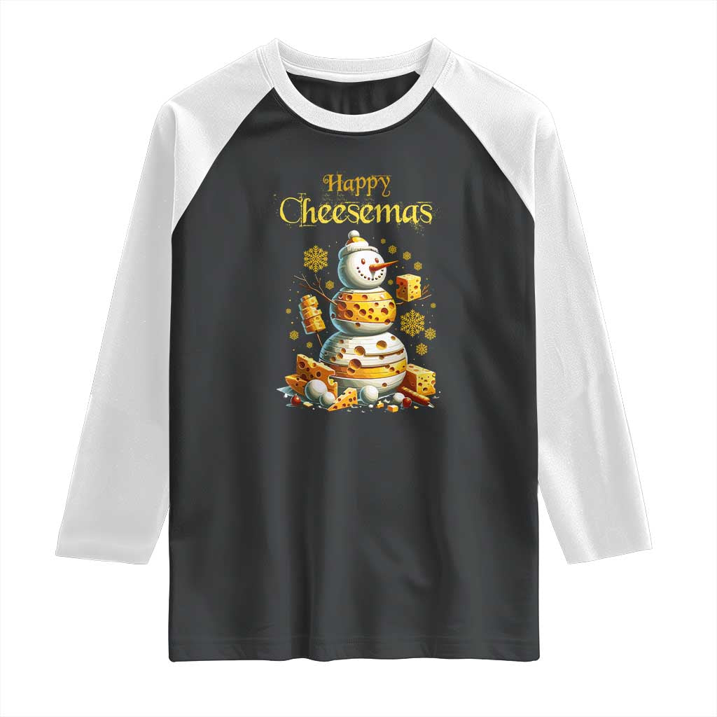 Christmas Cheese Lover Raglan Shirt Happy Cheesemas Merry Xmas