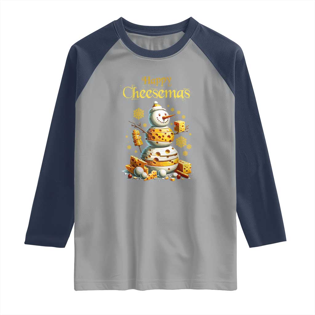 Christmas Cheese Lover Raglan Shirt Happy Cheesemas Merry Xmas
