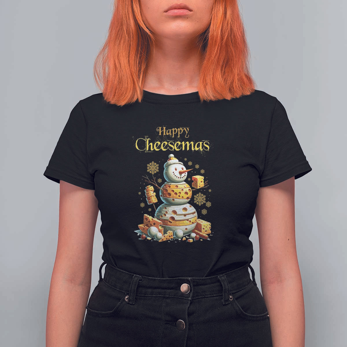 Christmas Cheese Lover T Shirt For Women Happy Cheesemas Merry Xmas - Wonder Print Shop