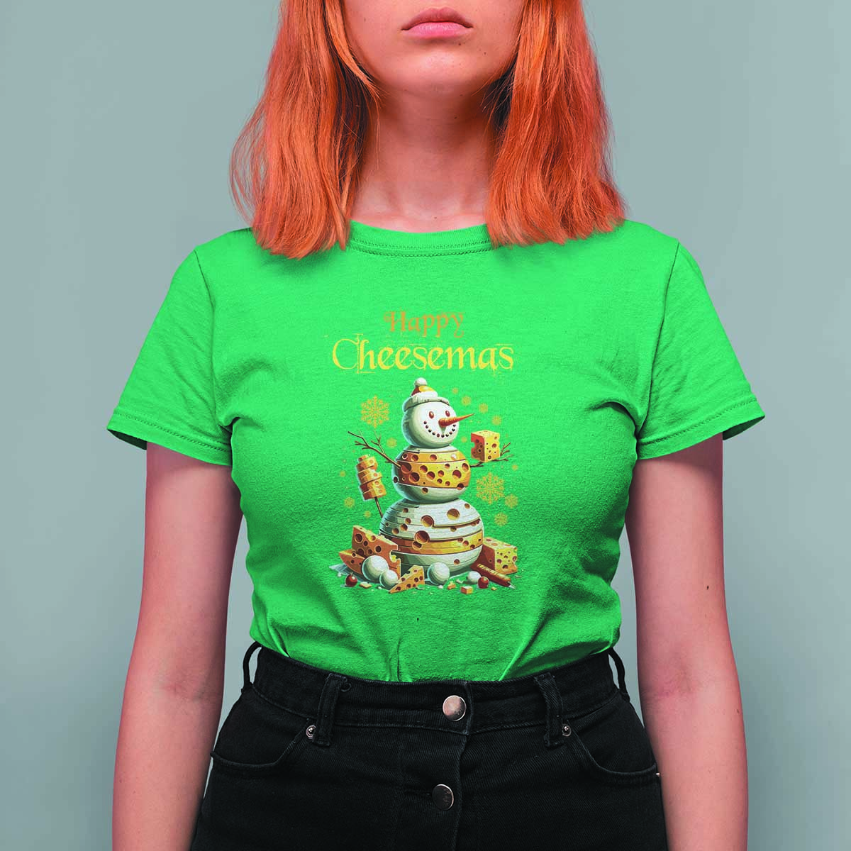 Christmas Cheese Lover T Shirt For Women Happy Cheesemas Merry Xmas - Wonder Print Shop
