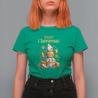 Christmas Cheese Lover T Shirt For Women Happy Cheesemas Merry Xmas - Wonder Print Shop