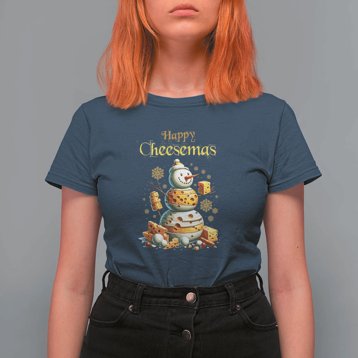 Christmas Cheese Lover T Shirt For Women Happy Cheesemas Merry Xmas - Wonder Print Shop