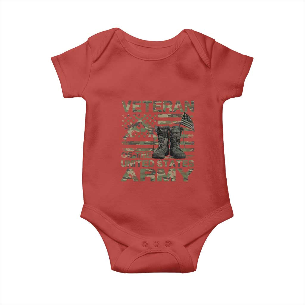 American Veteran Baby Onesie Of The US Army Camouflage Flag TS02