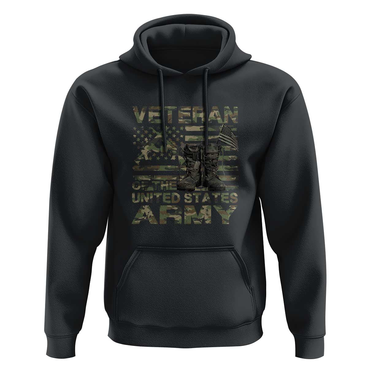 American Veteran Hoodie Of The US Army Camouflage Flag