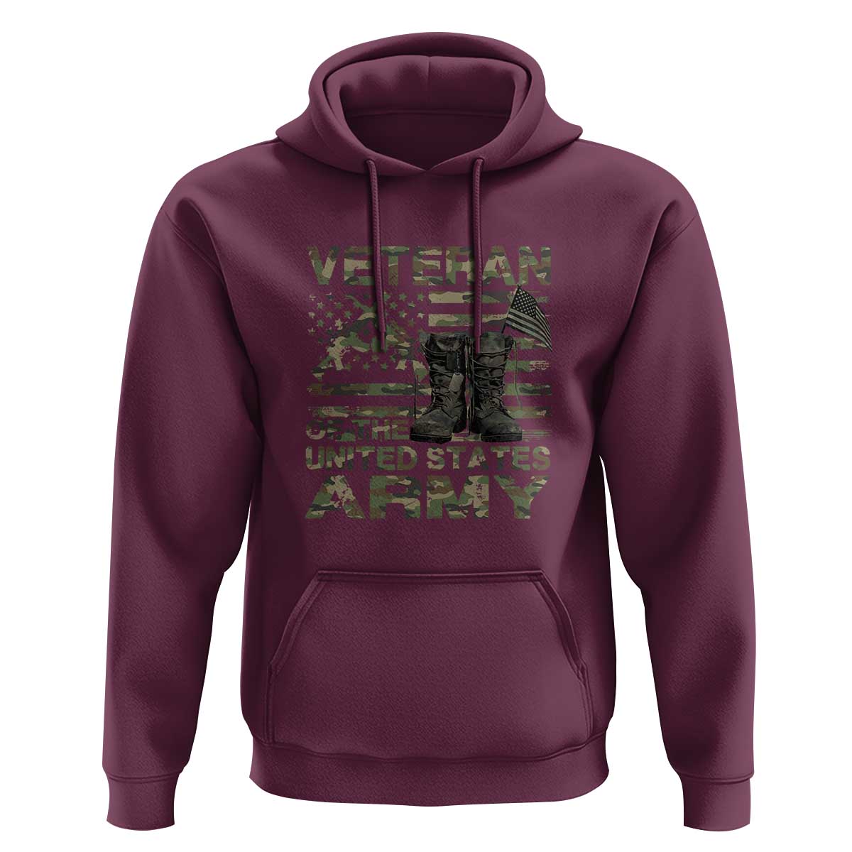 American Veteran Hoodie Of The US Army Camouflage Flag