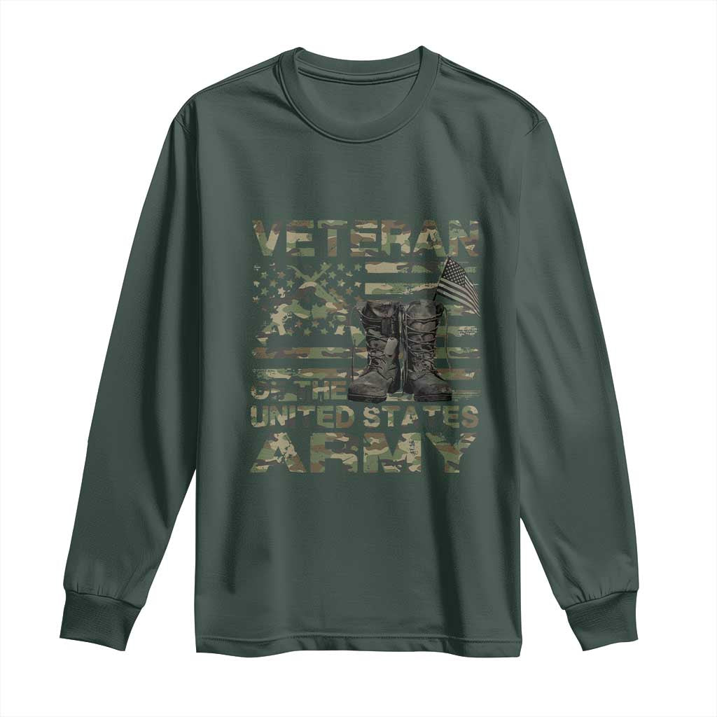 American Veteran Long Sleeve Shirt Of The US Army Camouflage Flag