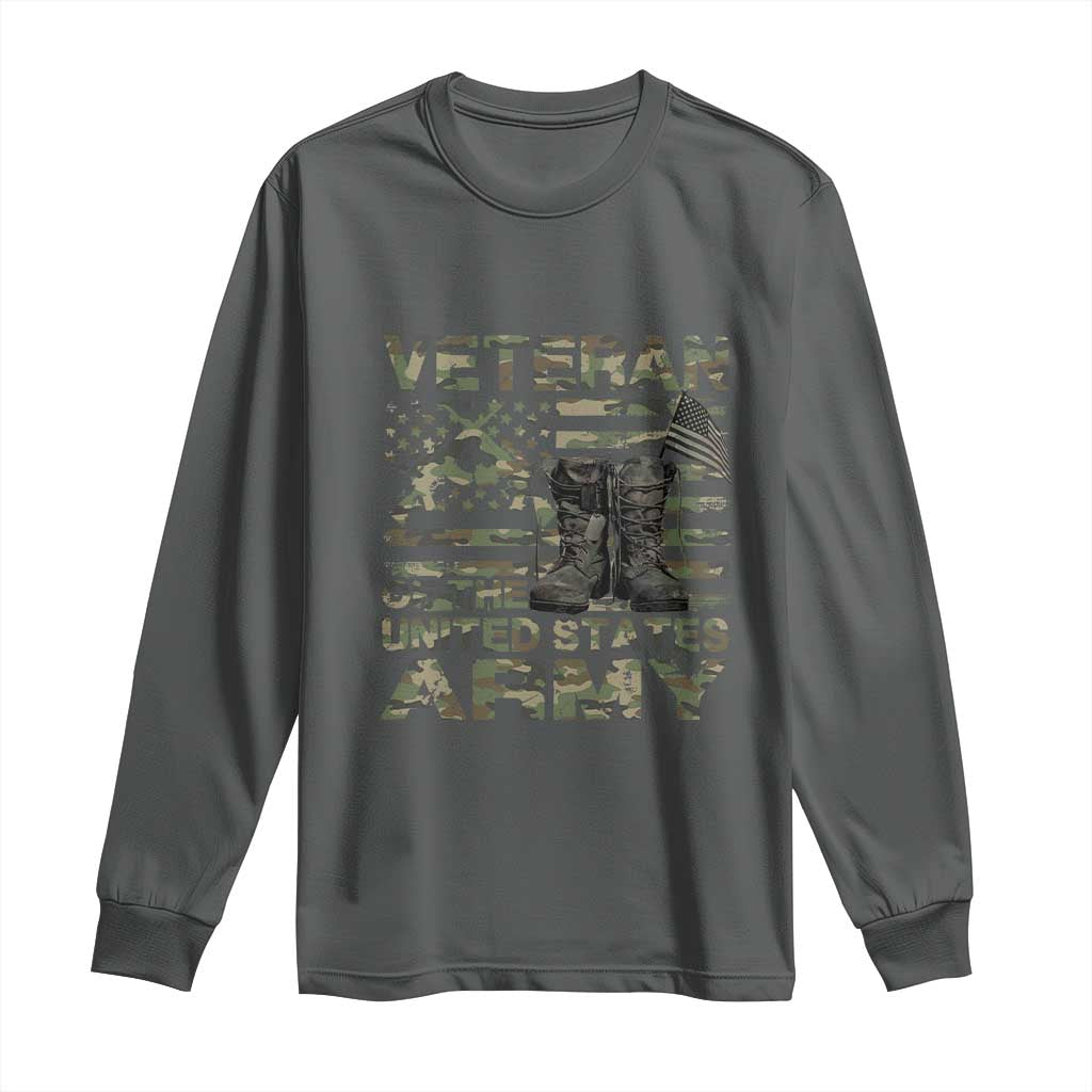 American Veteran Long Sleeve Shirt Of The US Army Camouflage Flag