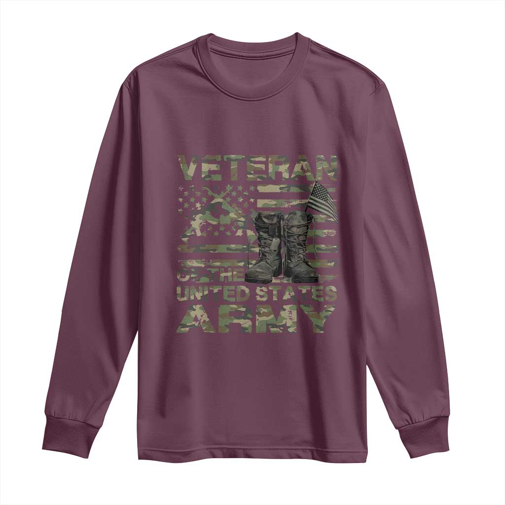 American Veteran Long Sleeve Shirt Of The US Army Camouflage Flag