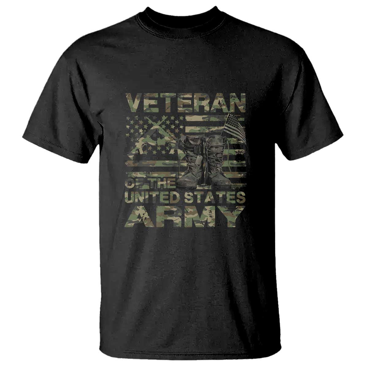 American Veteran T Shirt Of The US Army Camouflage Flag - Wonder Print Shop