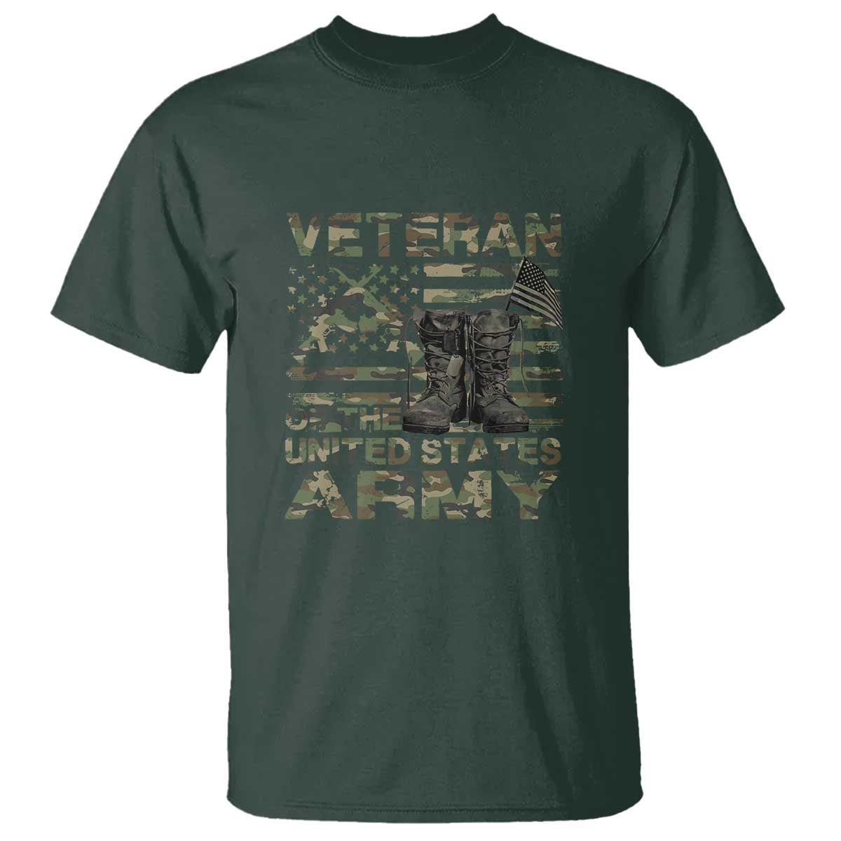 American Veteran T Shirt Of The US Army Camouflage Flag - Wonder Print Shop