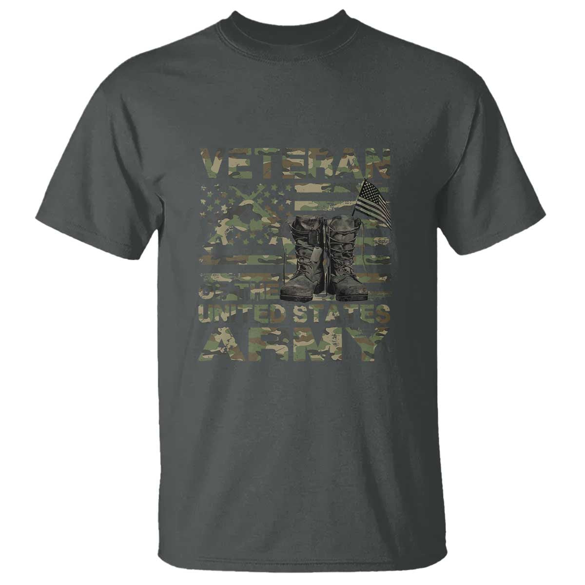American Veteran T Shirt Of The US Army Camouflage Flag - Wonder Print Shop