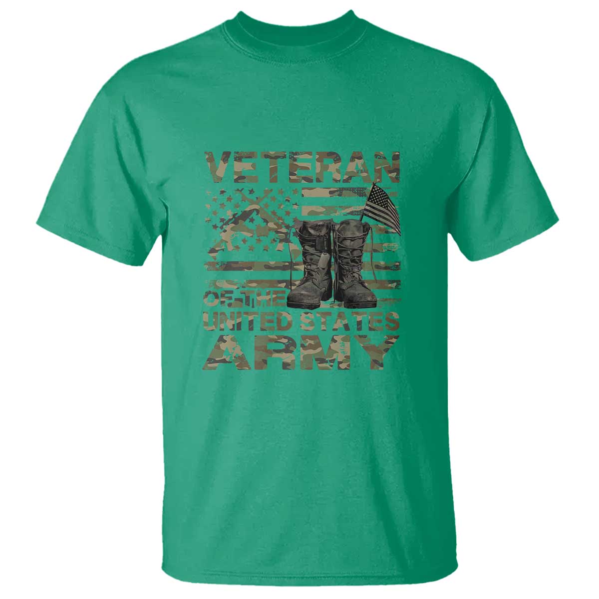 American Veteran T Shirt Of The US Army Camouflage Flag - Wonder Print Shop