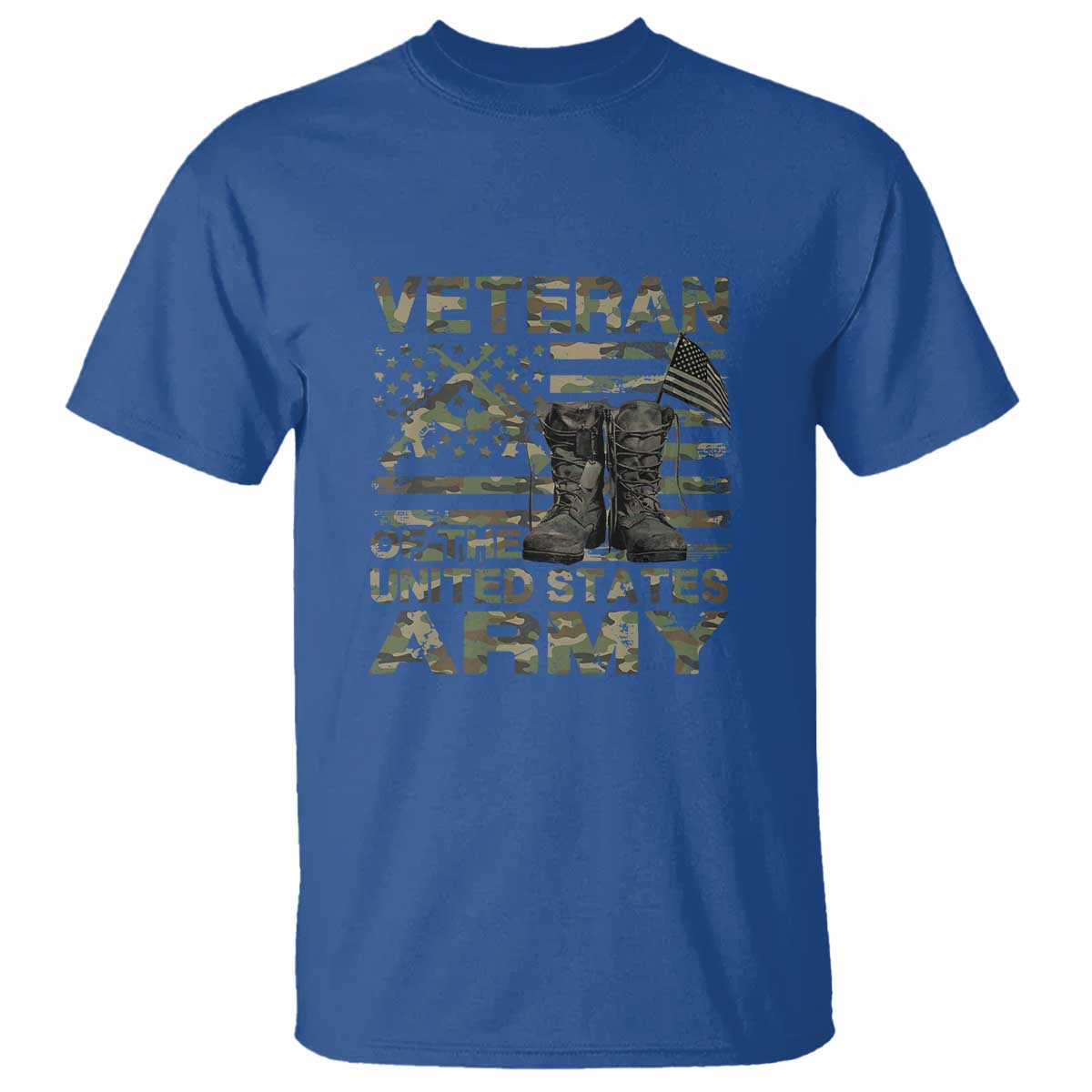 American Veteran T Shirt Of The US Army Camouflage Flag - Wonder Print Shop