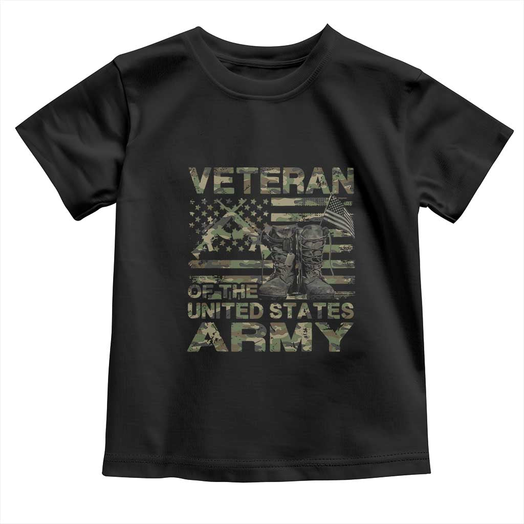 American Veteran Toddler T Shirt Of The US Army Camouflage Flag