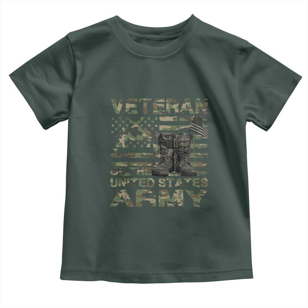 American Veteran Toddler T Shirt Of The US Army Camouflage Flag