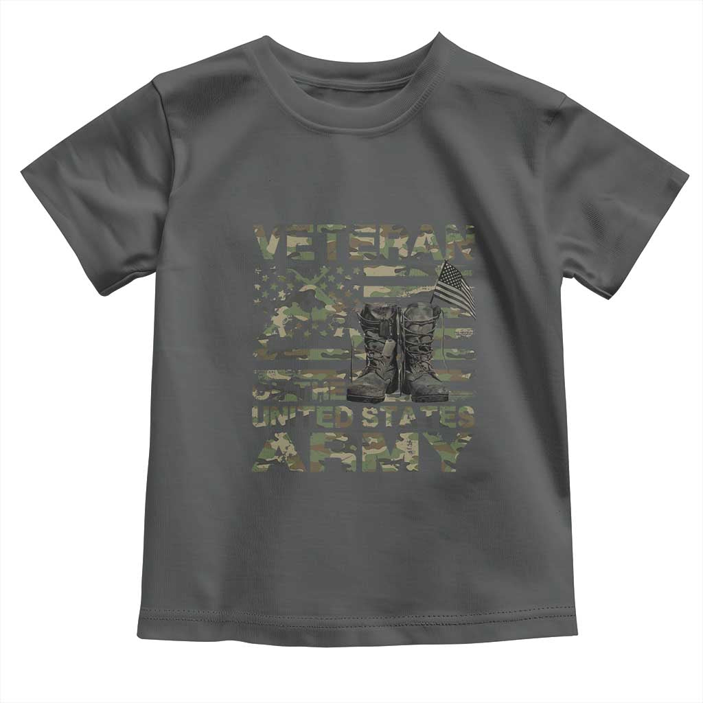 American Veteran Toddler T Shirt Of The US Army Camouflage Flag