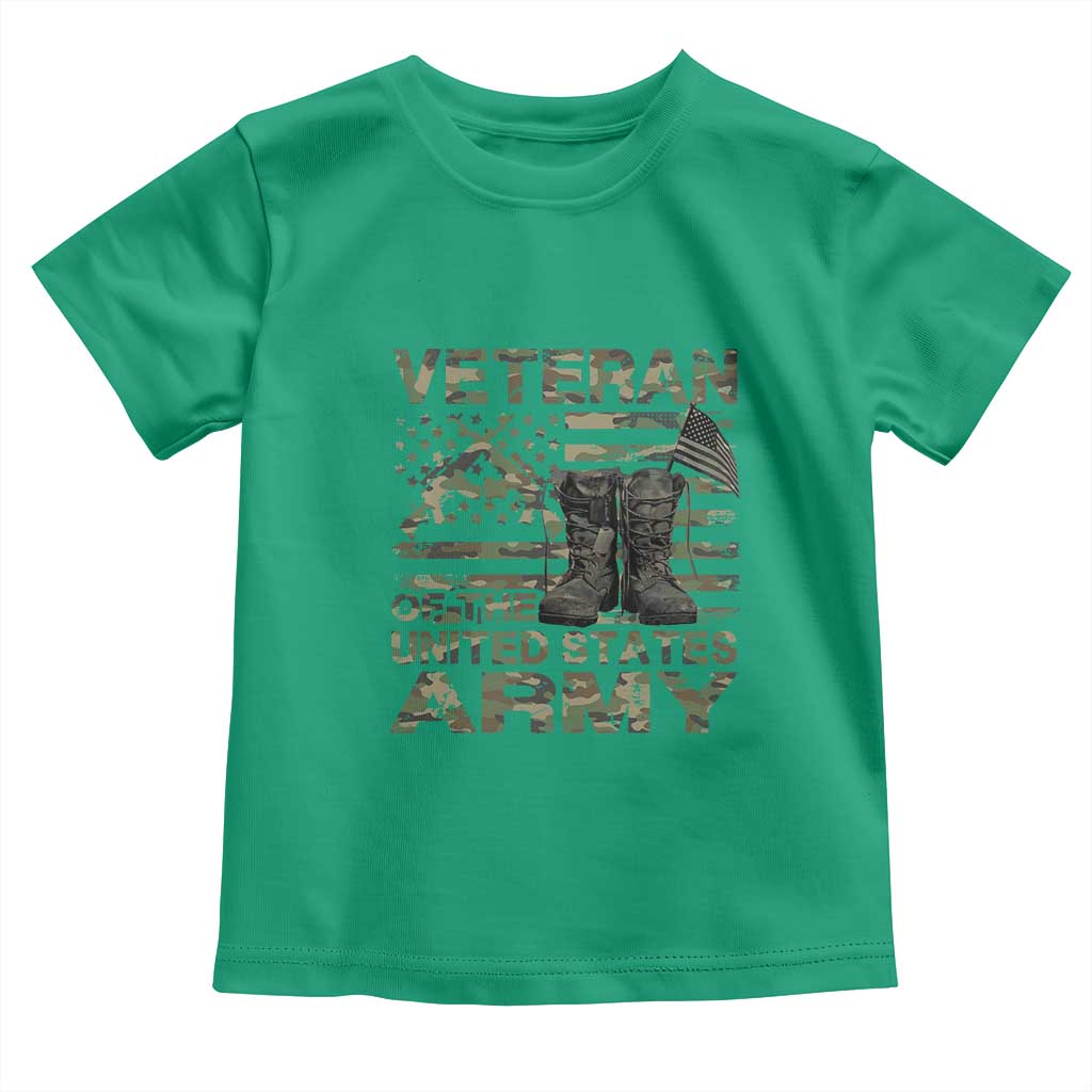 American Veteran Toddler T Shirt Of The US Army Camouflage Flag