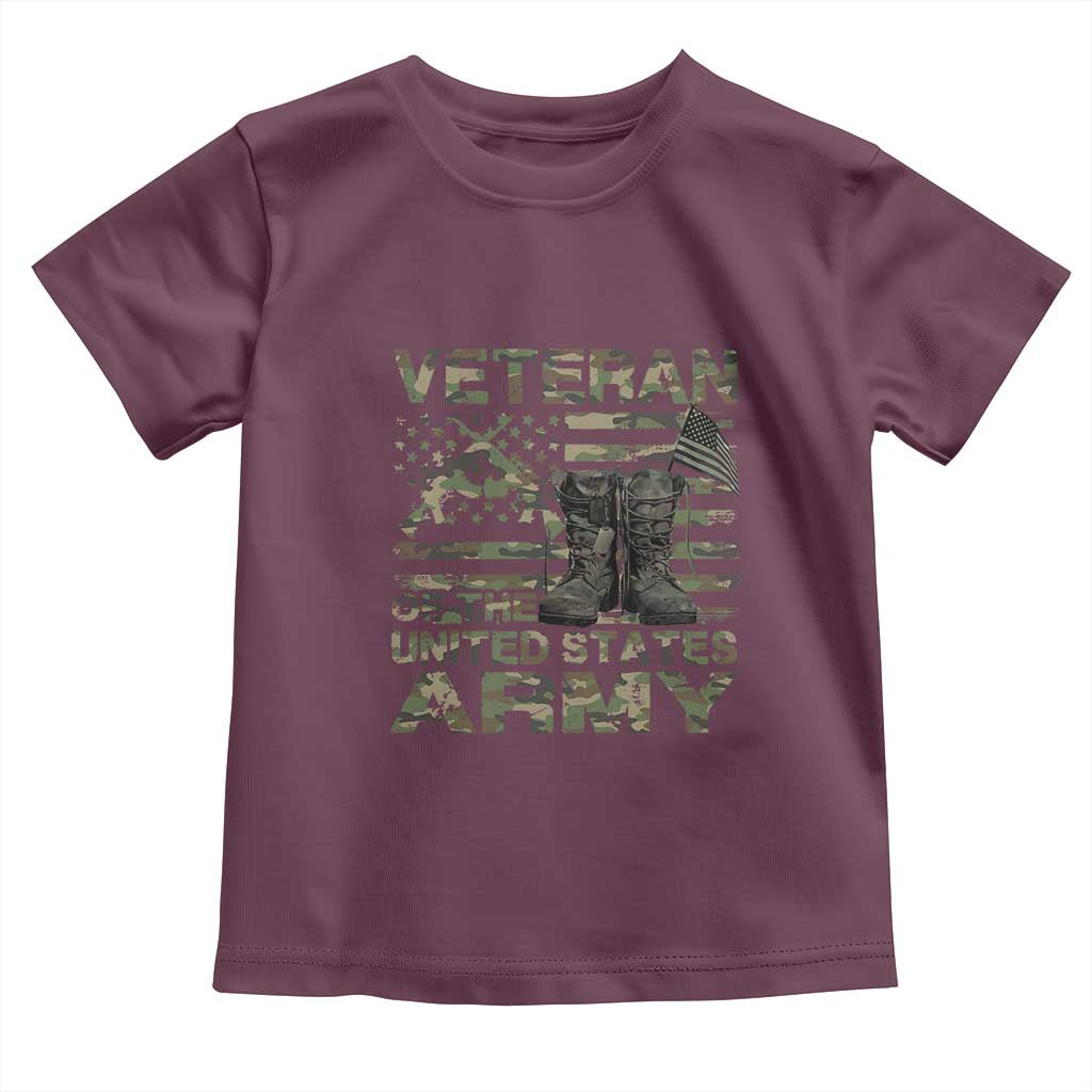 American Veteran Toddler T Shirt Of The US Army Camouflage Flag