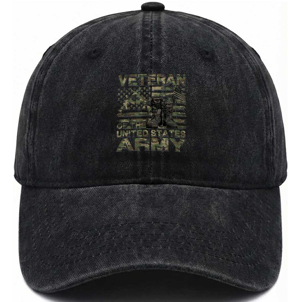 American Veteran Washed Cotton Baseball Cap Of The US Army Camouflage Flag