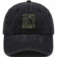 American Veteran Washed Cotton Baseball Cap Of The US Army Camouflage Flag