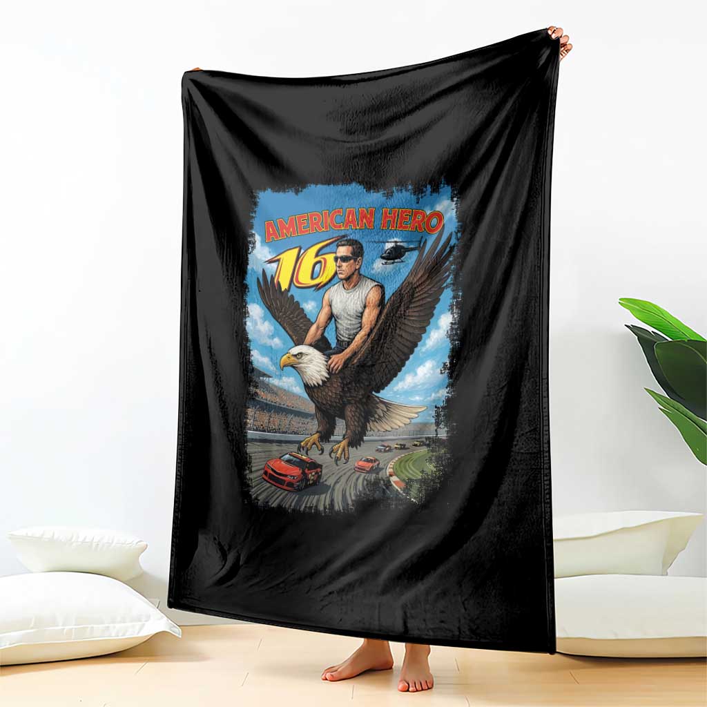Patriotic Americanana Speed Legend 16 Tribute Throw Blanket American Hero Bald Eagle Speedway Memorial - Wonder Print Shop