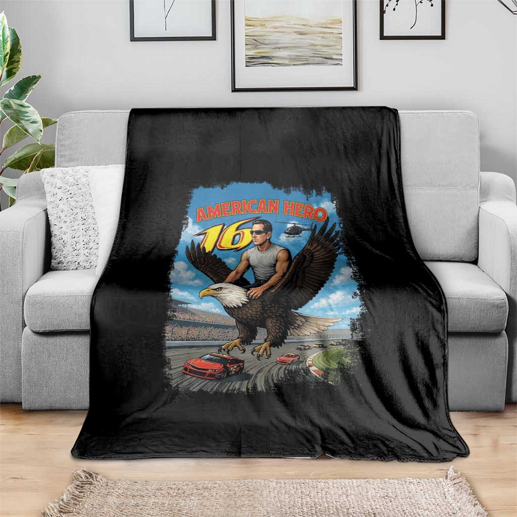 Patriotic Americanana Speed Legend 16 Tribute Throw Blanket American Hero Bald Eagle Speedway Memorial - Wonder Print Shop