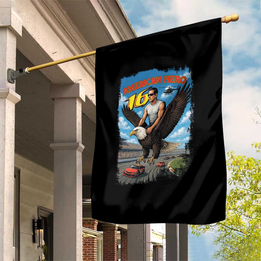 Patriotic Americanana Speed Legend 16 Tribute Garden Flag American Hero Bald Eagle Speedway Memorial - Wonder Print Shop