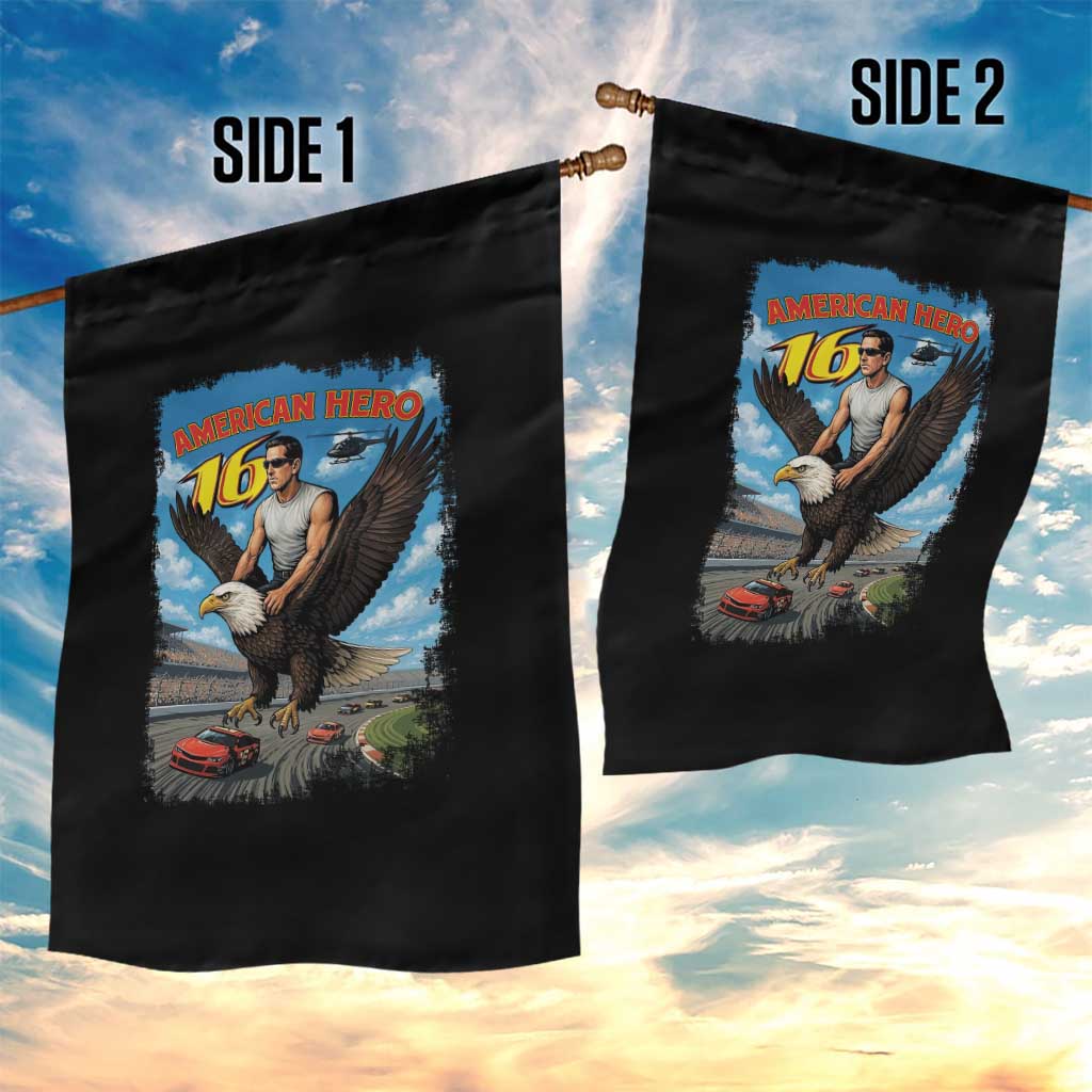Patriotic Americanana Speed Legend 16 Tribute Garden Flag American Hero Bald Eagle Speedway Memorial - Wonder Print Shop