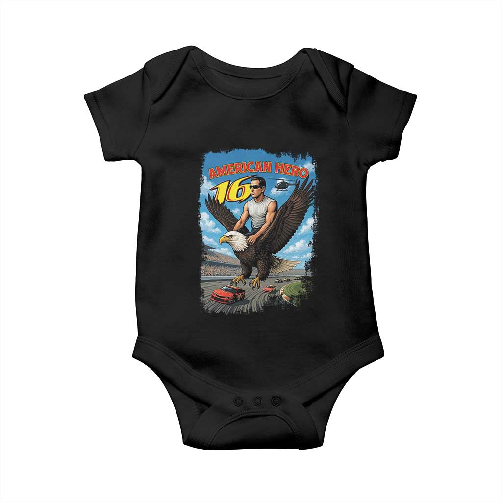 Patriotic Americanana Speed Legend 16 Tribute Baby Onesie American Hero Bald Eagle Speedway Memorial - Wonder Print Shop