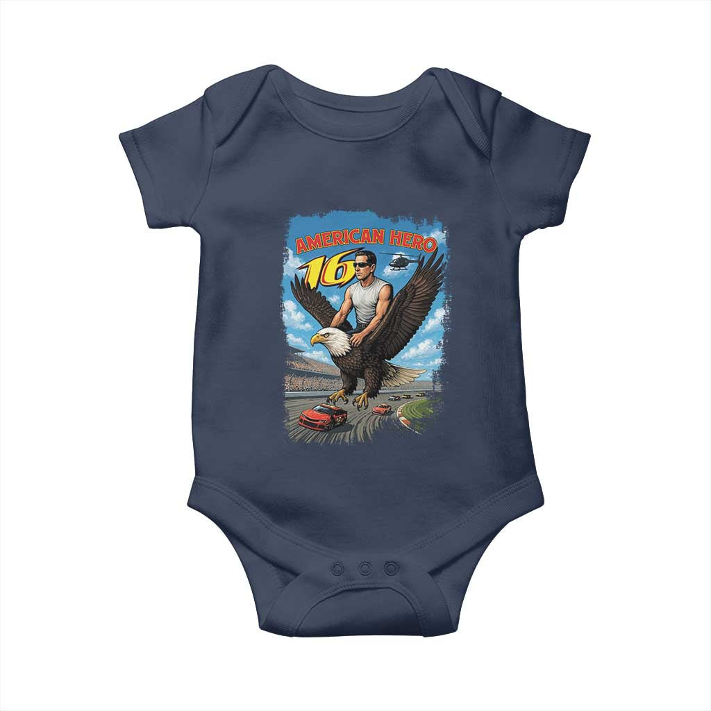 Patriotic Americanana Speed Legend 16 Tribute Baby Onesie American Hero Bald Eagle Speedway Memorial - Wonder Print Shop