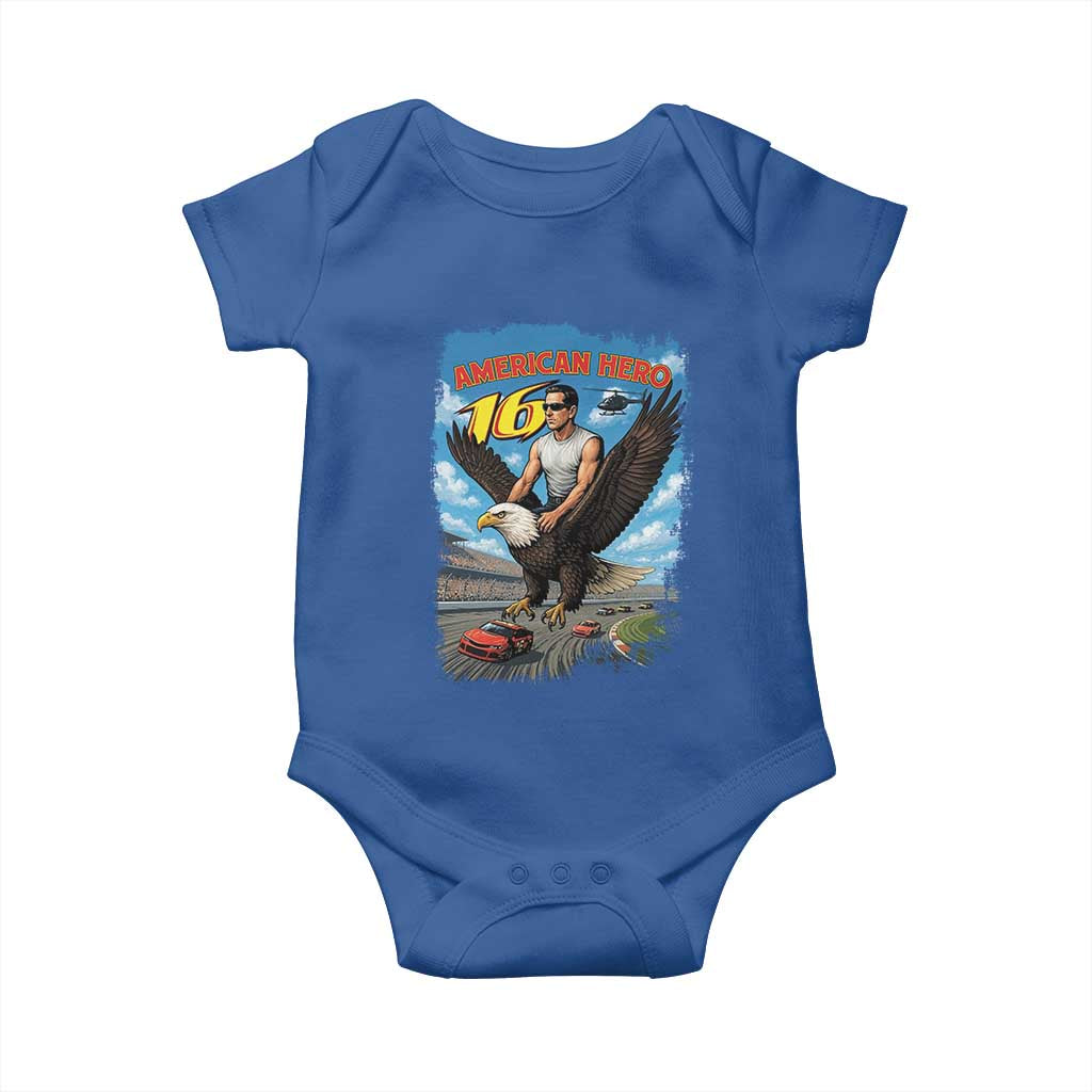 Patriotic Americanana Speed Legend 16 Tribute Baby Onesie American Hero Bald Eagle Speedway Memorial - Wonder Print Shop