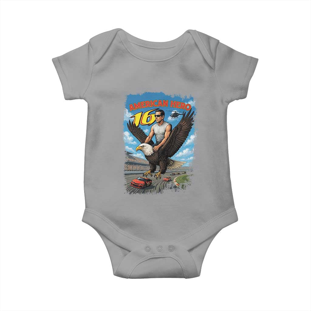 Patriotic Americanana Speed Legend 16 Tribute Baby Onesie American Hero Bald Eagle Speedway Memorial - Wonder Print Shop