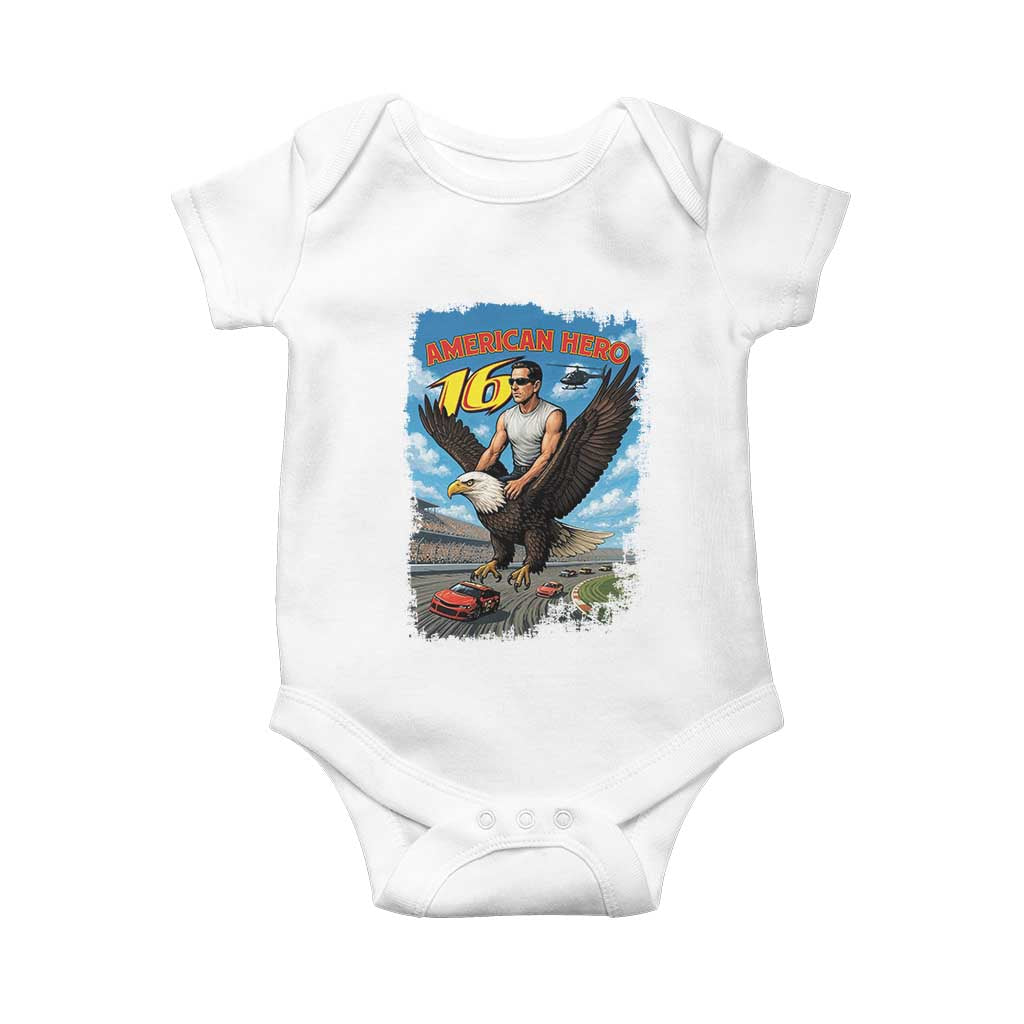 Patriotic Americanana Speed Legend 16 Tribute Baby Onesie American Hero Bald Eagle Speedway Memorial - Wonder Print Shop