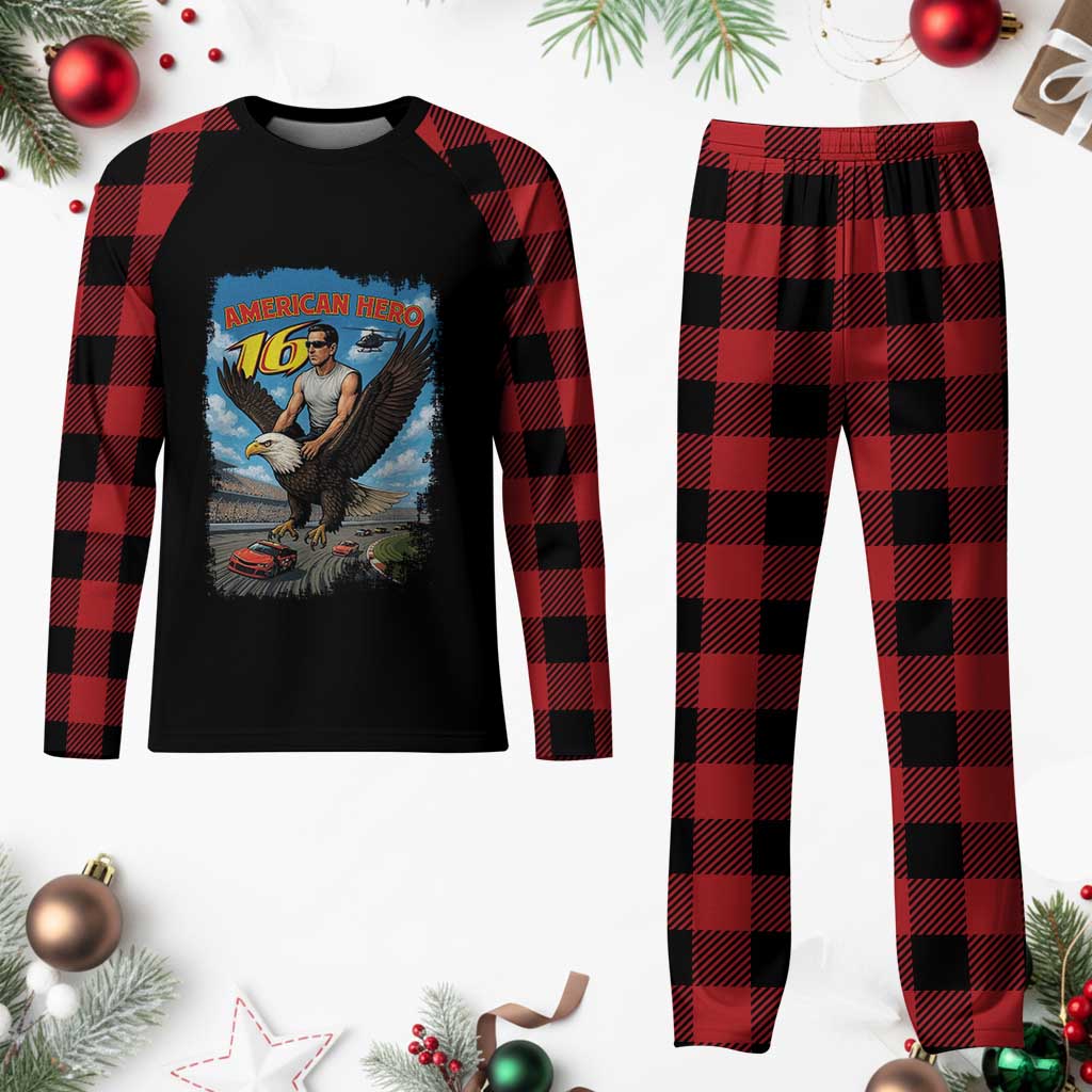 Patriotic Americanana Speed Legend 16 Tribute Plaid Pajama Set American Hero Bald Eagle Speedway Memorial - Wonder Print Shop