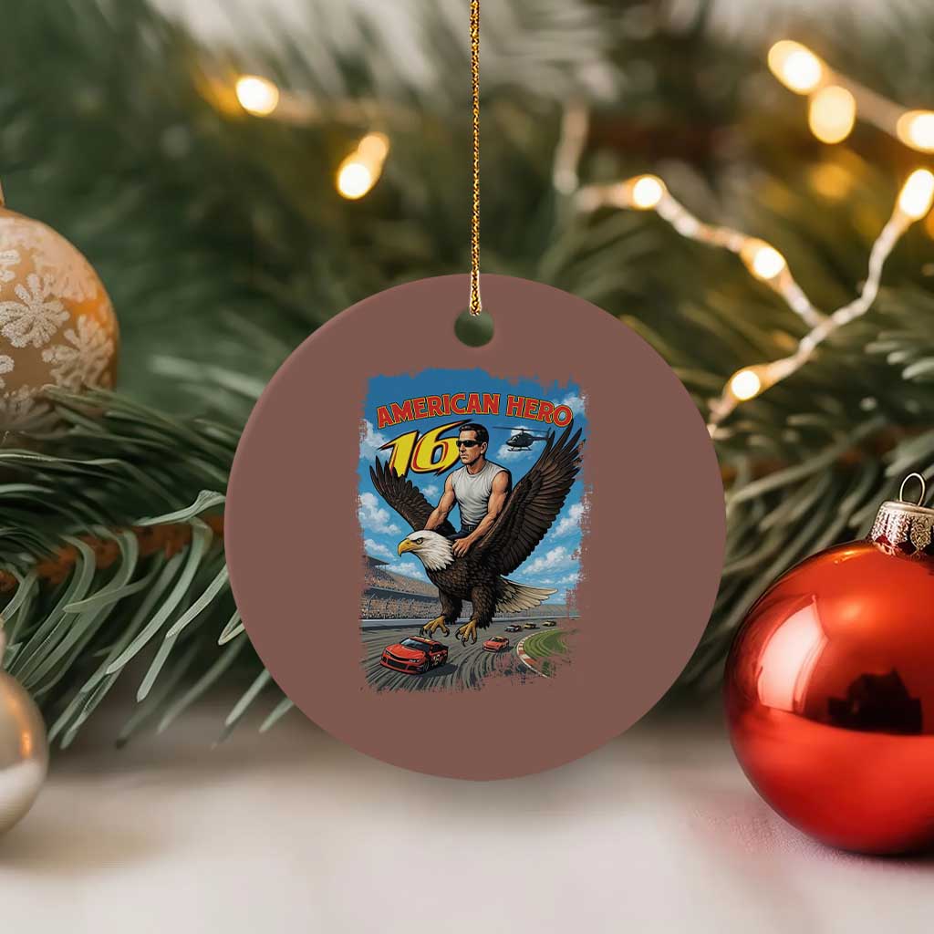 Patriotic Americanana Speed Legend 16 Tribute Ceramic Ornament American Hero Bald Eagle Speedway Memorial - Wonder Print Shop