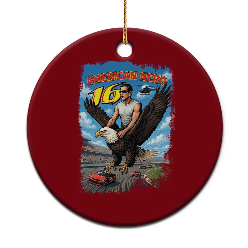 Patriotic Americanana Speed Legend 16 Tribute Ceramic Ornament American Hero Bald Eagle Speedway Memorial - Wonder Print Shop