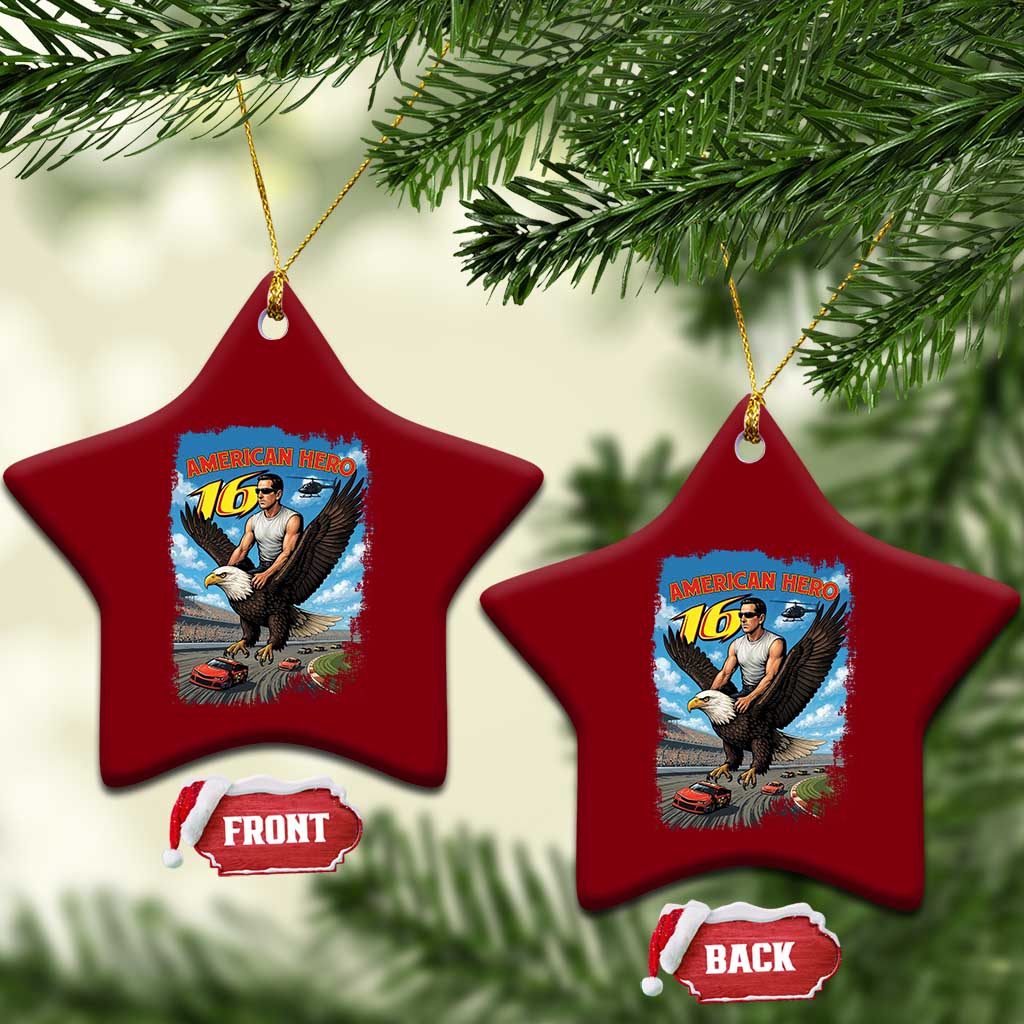 Patriotic Americanana Speed Legend 16 Tribute Ceramic Ornament American Hero Bald Eagle Speedway Memorial - Wonder Print Shop