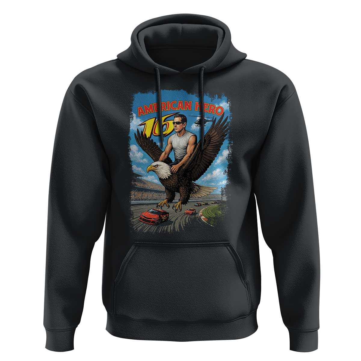 Patriotic Americana Speed Legend 16 Tribute Hoodie American Hero Bald Eagle Speedway Memorial - Wonder Print Shop
