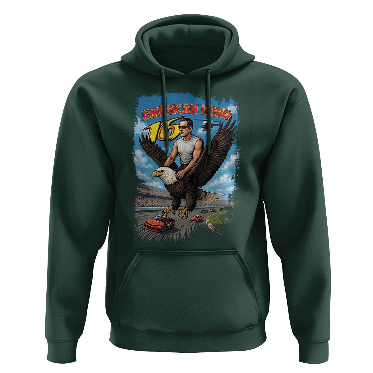 Patriotic Americana Speed Legend 16 Tribute Hoodie American Hero Bald Eagle Speedway Memorial - Wonder Print Shop