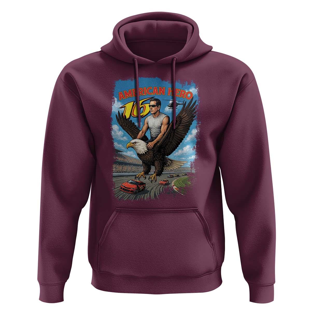 Patriotic Americana Speed Legend 16 Tribute Hoodie American Hero Bald Eagle Speedway Memorial - Wonder Print Shop