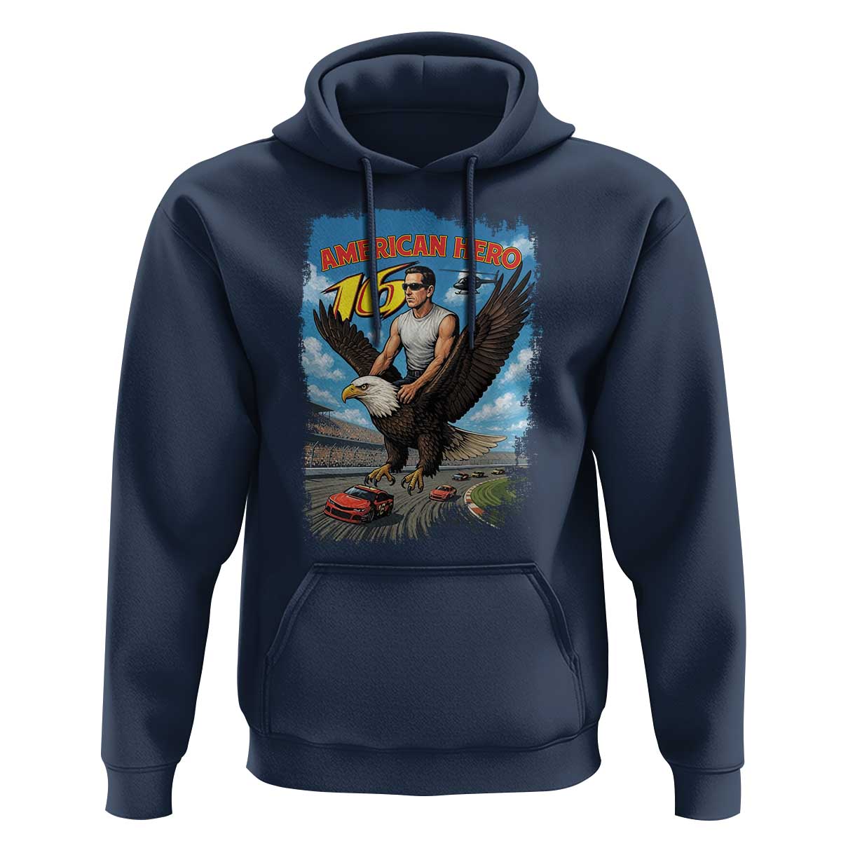 Patriotic Americana Speed Legend 16 Tribute Hoodie American Hero Bald Eagle Speedway Memorial - Wonder Print Shop