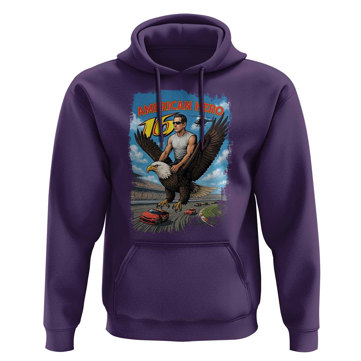 Patriotic Americana Speed Legend 16 Tribute Hoodie American Hero Bald Eagle Speedway Memorial - Wonder Print Shop