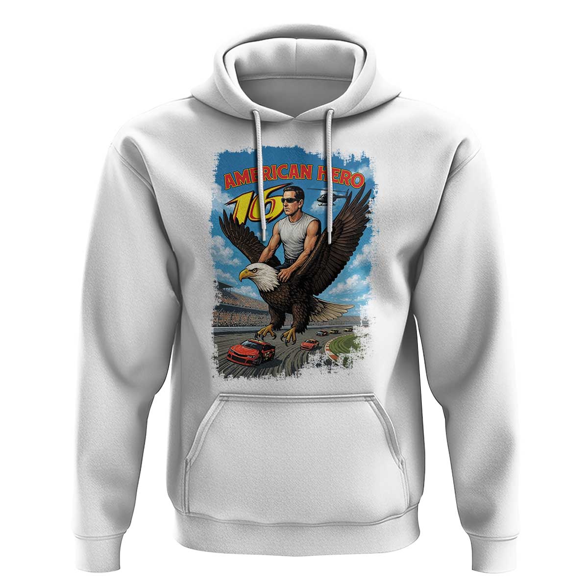 Patriotic Americana Speed Legend 16 Tribute Hoodie American Hero Bald Eagle Speedway Memorial - Wonder Print Shop
