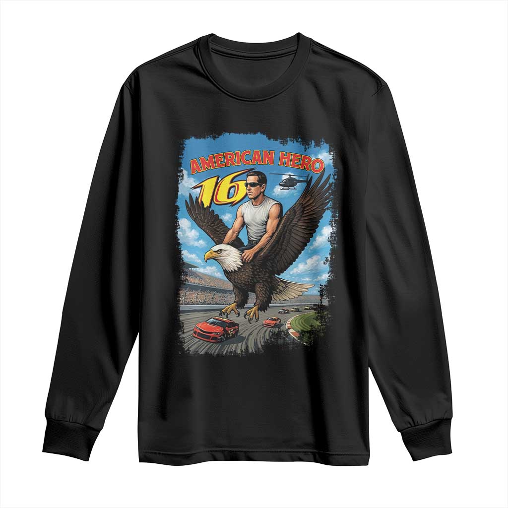 Patriotic Americanana Speed Legend 16 Tribute Long Sleeve Shirt American Hero Bald Eagle Speedway Memorial - Wonder Print Shop
