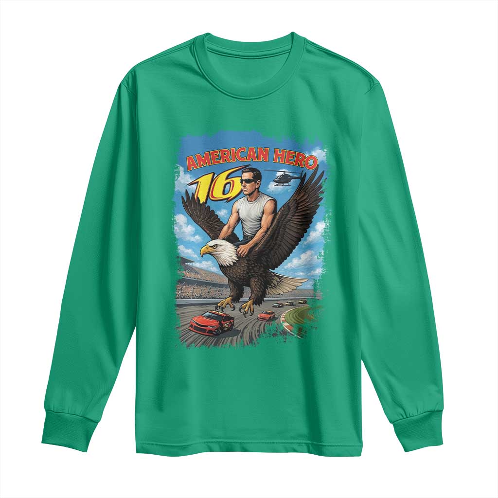 Patriotic Americanana Speed Legend 16 Tribute Long Sleeve Shirt American Hero Bald Eagle Speedway Memorial - Wonder Print Shop